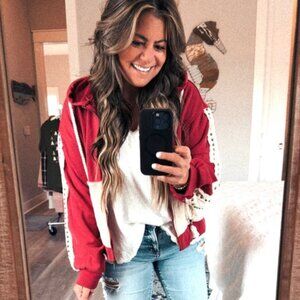 NWOT POL Boutique Sweatshirt Hoodie Jacket Red Wine - Size Small